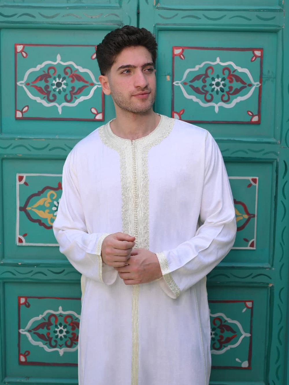 ثوب مغربي اصلي مستورد لون أبيض - الصورة 2
