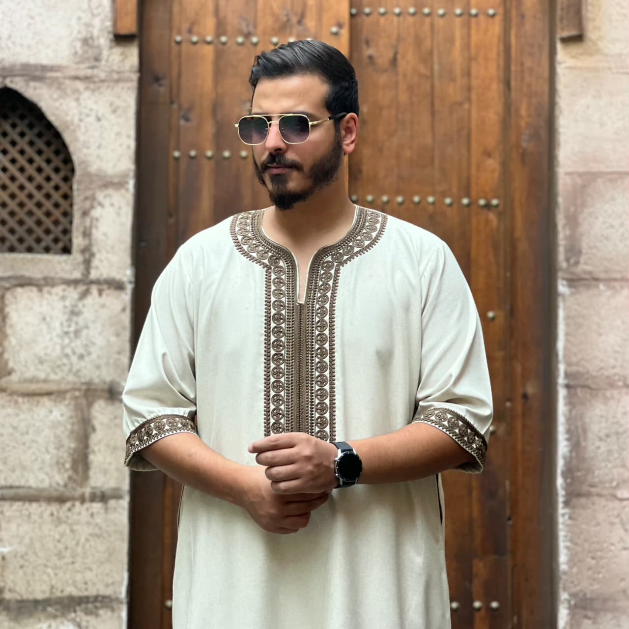 ثوب مغربي نصف كم صيفي ( بيچ ) - الصورة 3